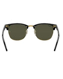 Ray-Ban Clubmaster Classic Sunglasses in Black on Arista Gold back view showing the smooth interior glossy black acetate brow architecture comfortable adjustable nose pads and premium metal hinge structures, sold by Point Break Cambridge local family surf shop at 63 Duke street.