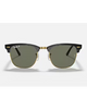 Ray-Ban Clubmaster Classic Sunglasses in Polished Black and Gold front view showing the iconic browline lifestyle frame layout gold-toned rims and premium optical clarity G-15 Green mineral glass lenses, sold by Point Break Cambridge local family surf shop at 63 Duke street.