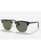 Ray-Ban Clubmaster Classic Sunglasses in Polished Black and Gold front view showing the iconic browline lifestyle frame layout gold-toned rims and premium optical clarity G-15 Green mineral glass lenses, sold by Point Break Cambridge local family surf shop at 63 Duke street.