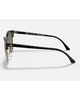 Ray-Ban Clubmaster Classic Sunglasses in Polished Black and Gold side profile view highlighting the comfortable tapered temple arms and classic raised script silver Ray-Ban brand logo detailing, sold by Point Break Cambridge local family surf shop at 63 Duke street.