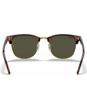 Ray-Ban Clubmaster Classic Sunglasses in Mock Tortoise on Arista Gold back view showing the smooth interior glossy tortoiseshell acetate brow architecture comfortable adjustable nose pads and premium metal hinge structures, sold by Point Break Cambridge local family surf shop at 63 Duke street.