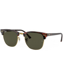 Ray-Ban Clubmaster Classic Sunglasses in Mock Tortoise on Arista Gold front view showing the iconic browline lifestyle frame layout gold-toned metal rims and premium optical clarity G-15 Green mineral glass lenses, sold by Point Break Cambridge local family surf shop at 63 Duke street.