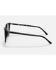 Ray-Ban Elliot Sunglasses in Polished Black side profile view highlighting the comfortable slim temple arm taper and iconic classic script raised silver Ray-Ban brand logo detailing, sold by Point Break Cambridge local family surf shop at 63 Duke street.