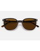 Ray-Ban Elliot Sunglasses in Polished Havana tortoiseshell front view showing the sleek low-profile minimalist frame layout fine keyhole bridge design and premium optical clarity Brown mineral glass lenses, sold by Point Break Cambridge local family surf shop at 63 Duke street.