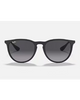 Ray-Ban Erika Classic Sunglasses in Matte Rubber Black front view showing the elegant oversized round front chassis sleek keyhole bridge line and premium Light Grey Gradient Dark Grey lenses, sold by Point Break Cambridge local family surf shop at 63 Duke street.