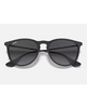 Ray-Ban Erika Classic Sunglasses in Matte Rubber Black front view showing the elegant oversized round front chassis sleek keyhole bridge line and premium Light Grey Gradient Dark Grey lenses, sold by Point Break Cambridge local family surf shop at 63 Duke street.