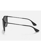 Ray-Ban Erika Classic Sunglasses in Matte Rubber Black side profile view highlighting the ultra thin lightweight metallic temple arms comfortable ear tip sleeves and subtle laser engraved Ray-Ban script signature, sold by Point Break Cambridge local family surf shop at 63 Duke street.