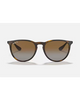 Ray-Ban Erika Classic Sunglasses in Polished Light Havana tortoiseshell front view showing the elegant oversized round front chassis sleek keyhole bridge line and premium glare-reducing Brown Gradient Polarized lenses, sold by Point Break Cambridge local family surf shop at 63 Duke street.