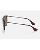 Ray-Ban Erika Classic Sunglasses in Polished Light Havana tortoiseshell side profile view highlighting the ultra thin lightweight metallic temple arms comfortable tortoiseshell ear tip sleeves and subtle laser engraved Ray-Ban script signature, sold by Point Break Cambridge local family surf shop at 63 Duke street.