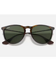 Ray-Ban Erika Classic Sunglasses in Polished Light Havana tortoiseshell front view showing the elegant oversized round front chassis sleek keyhole bridge line and premium high-contrast Dark Green lenses, sold by Point Break Cambridge local family surf shop at 63 Duke street.
