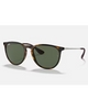 Ray-Ban Erika Classic Sunglasses in Polished Light Havana tortoiseshell front view showing the elegant oversized round front chassis sleek keyhole bridge line and premium high-contrast Dark Green lenses, sold by Point Break Cambridge local family surf shop at 63 Duke street.