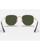 Ray-Ban Hexagonal Flat Lenses Sunglasses in Polished Arista Gold back view showing the smooth minimalist hexagonal gold metal frame architecture adjustable crystal nose pads and clear temple ear tip sleeves, sold by Point Break Cambridge local family surf shop at 63 Duke street.