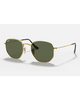 Ray-Ban Hexagonal Flat Lenses Sunglasses in Polished Arista Gold front view showing the progressive geometric wire metal frame layout slim coin-edged borders and premium optical clarity G-15 Green flat mineral glass lenses, sold by Point Break Cambridge local family surf shop at 63 Duke street.
