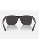 Ray-Ban Justin Classic Sunglasses in Matte Havana tortoiseshell back view showing the smooth interior rubberised frame architecture contour lines and premium structural metal hinge layouts, sold by Point Break Cambridge local family surf shop at 63 Duke street.