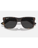 Ray-Ban Justin Classic Sunglasses in Matte Havana tortoiseshell front view showing the bold rectangular lifestyle frame layout velvety soft touch texture and premium glare-reducing Dark Grey Polarized lenses, sold by Point Break Cambridge local family surf shop at 63 Duke street.