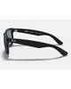 Ray-Ban Justin Classic Sunglasses in Matte Rubber Black side profile view highlighting the thick comfortable temple arm taper and iconic classic script raised silver Ray-Ban brand logo detailing, sold by Point Break Cambridge local family surf shop at 63 Duke street.