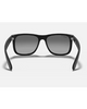 Ray-Ban Justin Classic Sunglasses in Matte Rubber Black back view showing the smooth interior rubberised frame architecture contour lines and premium structural metal hinge layouts, sold by Point Break Cambridge local family surf shop at 63 Duke street.