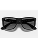 Ray-Ban Justin Classic Sunglasses in Matte Rubber Black front view showing the bold rectangular lifestyle frame layout velvety soft touch texture and premium glare-reducing Light Grey Polarized lenses, sold by Point Break Cambridge local family surf shop at 63 Duke street.