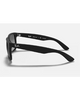 Ray-Ban Justin Classic Sunglasses in Matte Rubber Black side profile view highlighting the thick comfortable temple arm taper and iconic classic script raised silver Ray-Ban brand logo detailing, sold by Point Break Cambridge local family surf shop at 63 Duke street.