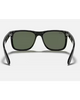 Ray-Ban Justin Classic Sunglasses in Polished Black back view showing the smooth interior glossy black frame architecture contour lines and premium structural metal hinge layouts, sold by Point Break Cambridge local family surf shop at 63 Duke street.