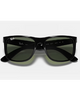 Ray-Ban Justin Classic Sunglasses in Polished Black front view showing the bold rectangular lifestyle frame layout smooth bridge line and premium high-contrast Dark Green lenses, sold by Point Break Cambridge local family surf shop at 63 Duke street.