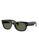 Ray-Ban Mega Wayfarer II Sunglasses in Polished Black front view showing the bold chunky acetate lifestyle frame layout thick temple lugs and premium high-contrast G-15 Green mineral glass lenses, sold by Point Break Cambridge local family surf shop at 63 Duke street.
