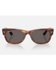 Ray-Ban Mega Wayfarer II Sunglasses in Polished Striped Havana front view showing the bold chunky tortoiseshell lifestyle frame layout thick temple lugs and premium high-contrast Dark Grey crystal lenses, sold by Point Break Cambridge local family surf shop at 63 Duke street.