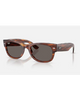 Ray-Ban Mega Wayfarer II Sunglasses in Polished Striped Havana front view showing the bold chunky tortoiseshell lifestyle frame layout thick temple lugs and premium high-contrast Dark Grey crystal lenses, sold by Point Break Cambridge local family surf shop at 63 Duke street.
