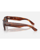 Ray-Ban Mega Wayfarer II Sunglasses in Polished Striped Havana side profile view highlighting the extra-thick comfortable temple arm taper and iconic classic script raised silver Ray-Ban brand logo detailing, sold by Point Break Cambridge local family surf shop at 63 Duke street.