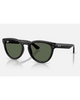 Ray-Ban Sunglasses in Polished Black front view showing the elegant acetate frame layout metallic rivets and premium optical clarity Dark Green mineral glass lenses, sold by Point Break Cambridge local family surf shop at 63 Duke street.