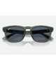 Ray-Ban Sunglasses in Polished Transparent Green crystal front view showing the elegant translucent acetate frame layout metallic rivets and premium optical clarity Dark Grey lenses, sold by Point Break Cambridge local family surf shop at 63 Duke street.