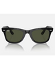 Ray-Ban Wayfarer Sunglasses in Black front view showing the iconic square acetate lifestyle frame layout silver metallic rivets and premium optical clarity G-15 Green mineral glass lenses, sold by Point Break Cambridge local family surf shop at 63 Duke street.