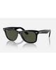 Ray-Ban Wayfarer Sunglasses in Black front view showing the iconic square acetate lifestyle frame layout silver metallic rivets and premium optical clarity G-15 Green mineral glass lenses, sold by Point Break Cambridge local family surf shop at 63 Duke street.