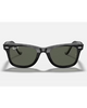 Ray-Ban Wayfarer Sunglasses in Black front view showing the iconic square acetate lifestyle frame layout silver metallic rivets and premium glare-reducing Green Polarised mineral glass lenses, sold by Point Break Cambridge local family surf shop at 63 Duke street.