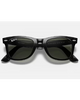 Ray-Ban Wayfarer Sunglasses in Black front view showing the iconic square acetate lifestyle frame layout silver metallic rivets and premium glare-reducing Green Polarised mineral glass lenses, sold by Point Break Cambridge local family surf shop at 63 Duke street.
