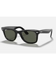 Ray-Ban Wayfarer Sunglasses in Black front view showing the iconic square acetate lifestyle frame layout silver metallic rivets and premium glare-reducing Green Polarised mineral glass lenses, sold by Point Break Cambridge local family surf shop at 63 Duke street.