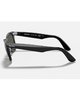 Ray-Ban Wayfarer Sunglasses in Black side profile view highlighting the comfortable contoured temple arm taper and iconic classic script silver Ray-Ban brand logo detailing, sold by Point Break Cambridge local family surf shop at 63 Duke street.