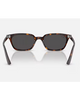 Ray-Ban Zaya Bio-Based Sunglasses in Polished Havana tortoiseshell back view showing the smooth interior bio-acetate frame architecture molded nose pads and premium structural hinge layouts, sold by Point Break Cambridge local family surf shop at 63 Duke street.