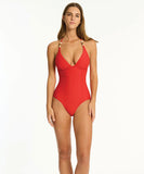 Sea Level Caracus Longline Halter One Piece - Spice Red