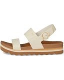 Reef Cushion Vista Hi Buckle Sandals in Vintage tan brown back view showing the clean platform heel profile and premium durable cushion bounce sole wedge construction, sold by Point Break Cambridge local family surf shop at 63 Duke street.