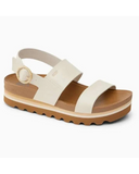 Reef Cushion Vista Hi Buckle Sandals in Vintage tan brown back view showing the clean platform heel profile and premium durable cushion bounce sole wedge construction, sold by Point Break Cambridge local family surf shop at 63 Duke street.
