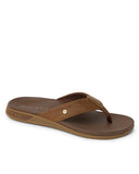 Reef Phantom Lux Jandal in Toffee brown flip flop sandals side profile view showing the supportive compression molded EVA midsole and anatomical arch contours, sold by Point Break Cambridge local family surf shop at 63 Duke street.