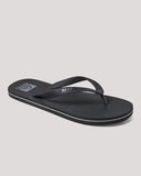 Reef Seaside Sandal in Black waterproof flip-flops front view showing the classic open toe thong configuration soft molded rubber strap design and textured footbed layout, sold by Point Break Cambridge local family surf shop at 63 Duke street.