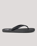Reef Seaside Sandal in Black waterproof flip-flops front view showing the classic open toe thong configuration soft molded rubber strap design and textured footbed layout, sold by Point Break Cambridge local family surf shop at 63 Duke street.