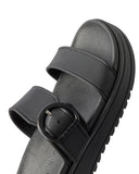 Reef Vista Capri Sandals in Black back view showing the flat heel profile and premium durable cushion bounce sole unit construction, sold by Point Break Cambridge local family surf shop at 63 Duke street.