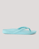 Reef Vista Vay Cay Sandal in Aqua Haze blue front view showing the elegant open toe dual strap configuration and clean minimalist casual slide layout, sold by Point Break Cambridge local family surf shop at 63 Duke street.