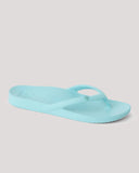 Reef Vista Vay Cay Sandal in Aqua Haze blue front view showing the elegant open toe dual strap configuration and clean minimalist casual slide layout, sold by Point Break Cambridge local family surf shop at 63 Duke street.