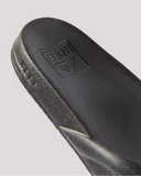 Reef Vista Vay Cay Sandals in Black back view showing the flat heel profile and premium durable cushion bounce sole unit construction, sold by Point Break Cambridge local family surf shop at 63 Duke street.