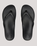 Reef Vista Vay Cay Sandals in Black back view showing the flat heel profile and premium durable cushion bounce sole unit construction, sold by Point Break Cambridge local family surf shop at 63 Duke street.