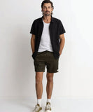 Rhythm Classic Linen SS Shirt in Vintage Black front view showing the button up closure collared neck and single chest pocket, sold by Point Break Cambridge local family surf shop at 63 Duke street.